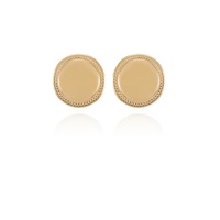 Gold-Tone Circle Coin Clip On Button Earrings