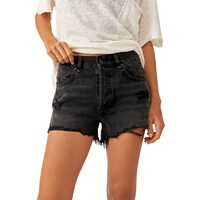 Womens Now Or Never High Rise Frayed Cotton Denim Shorts