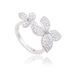 Suzy Levian Sterling Silver Cubic Zirconia Between The Finger Double Flower Ring