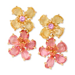 Gold-Tone Paradise Flower Double Drop Earrings