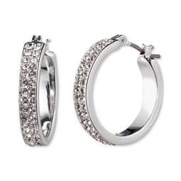 Silver-Tone Small Pave Hoop Earrings 1