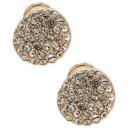 Gold-Tone Pave Cluster Clip-On Button Earrings