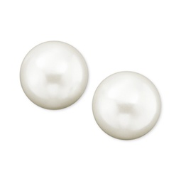 Sterling Silver Plated Glass Pearl Stud (10mm) Earrings