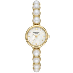 Monroe Gold-Tone Stainless Steel & Faux Pearl Bracelet Watch 24mm