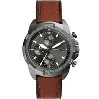 Mens Bronson Chronograph Brown Leather Strap Watch 44mm