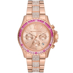 Womens Everest Chronograph Rose Gold-Tone Stainless Steel Bracelet Watch 42mm