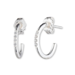 Sterling Silver and Cubic Zirconia Huggie Hoop Earring