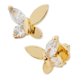 Gold-Tone Cubic Zirconia Butterfly Stud Earrings