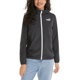 Womens Essentials Solid Windbreaker Zip-Front Jacket