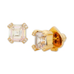 Pave & Square Cubic Zirconia Stud Earrings