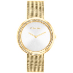 Womens Gold-Tone Stainless Steel Mesh Bracelet Watch 34mm