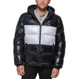 Mens Pearlized Performance Hooded Puffer Coat