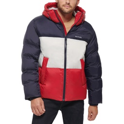 Mens Colorblock Performance Hooded Puffer Jacket