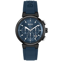 BOSS Mens One Blue Silicone Strap Watch 44mm