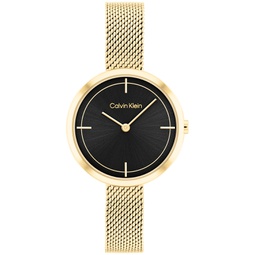 Womens Gold-Tone Stainless Steel Mesh Bracelet Watch 30mm