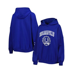Womens Royal Indianapolis Colts Becca Drop Shoulder Pullover Hoodie