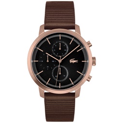 Mens Replay Brown Leather Strap Watch 44 mm