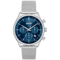 Boss Mens Gregor Quartz Chronograph Silver-Tone Stainless Steel Watch 45mm