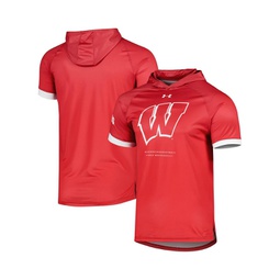Mens Red Wisconsin Badgers On-Court Raglan Hoodie T-shirt