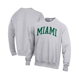 Mens Heathered Gray Miami Hurricanes Arch Reverse Weave Pullover Sweatshirt