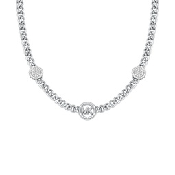 Brass Cubic Zirconia Pave Three Charm Chain Necklace in 14K Gold-Plated