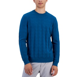 Mens Textured Chevron Long-Sleeve Crewneck Sweater