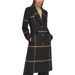 Womens Petite Single-Breasted Reefer Coat