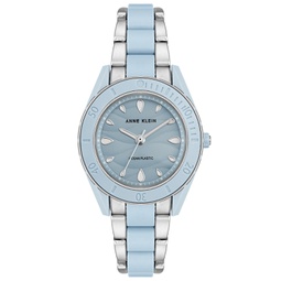 Womens Solar Silver-Tone and Light Blue Oceanworks Plastic Watch 32mm
