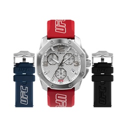 UFC Mens Quartz Icon Red Silicone Watch 45mm and Strap Gift Set