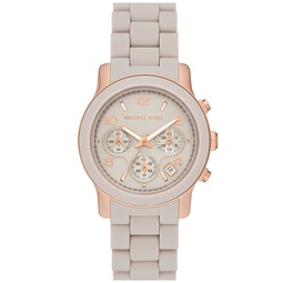 Womens Runway Quartz Chronograph Rose Gold-Tone Stainless Steel and Wheat Silicone Watch 38mm