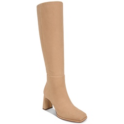 Womens Issabel Square-Toe Sculpted-Heel Wide Calf Tall Dress Boots