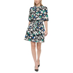 Womens Printed Tiered A-Line Dress