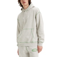 Mens Relaxed-Fit Long-Sleeve Topstitched Hoodie