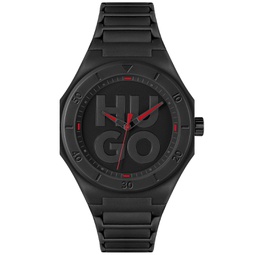 HUGO Mens Grail Quartz Black Silicone Watch 42mm