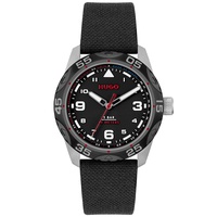 HUGO Mens Trek Quartz Woven Nylon Black Watch 42mm