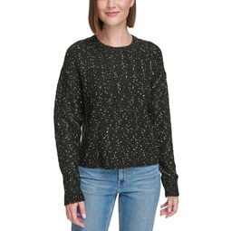 Womens Crewneck Long-Sleeve Lurex Sweater