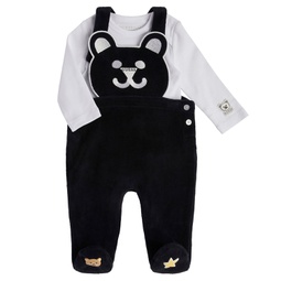 Baby Boys Bodysuit and Chenille Bear Overall 2 Piece Set