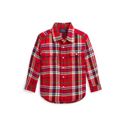 Little and Toddler Boys Plaid Cotton Flannel Shirt