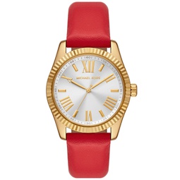 Womens Lexington Three-Hand Red Leather Watch 38mm