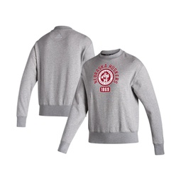 Womens Heathered Gray Nebraska Huskers Vintage-Like Circle Pullover Sweatshirt