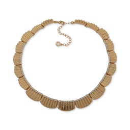Gold-Tone Pave Scalloped Collar Necklace 16 + 3 extender