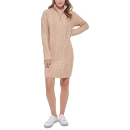 Womens Zip-Collar Sweater Dress