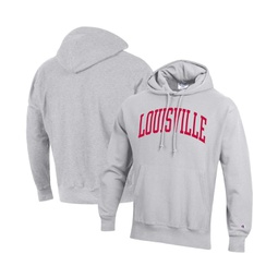 Mens Heathered Gray Louisville Cardinals Team Arch Reverse Weave Pullover Hoodie