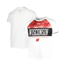 Big Boys White Wisconsin Badgers Gameday Print Raglan T-shirt