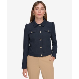 Womens Long-Sleeve Button-Front Jacket