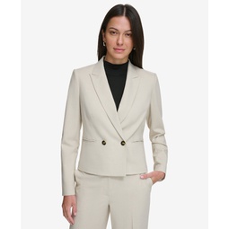 Petite Double-Breasted Cropped Blazer