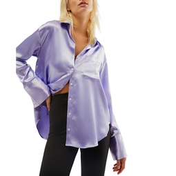 Womens Shooting For The Moon Button-Front Shirt