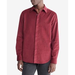 Mens Regular-Fit Solid Button-Down Corduroy Shirt