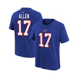 Toddler Boys and Girls Josh Allen Royal Buffalo Bills Player Name and Number T-shirt