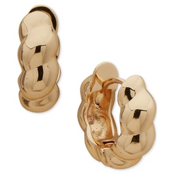 Gold-Tone Small Puffy Texture Hoop Earrings 0.65